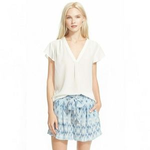 Joie Amya Short-Sleeve Silk Blouse Pink Sky $218